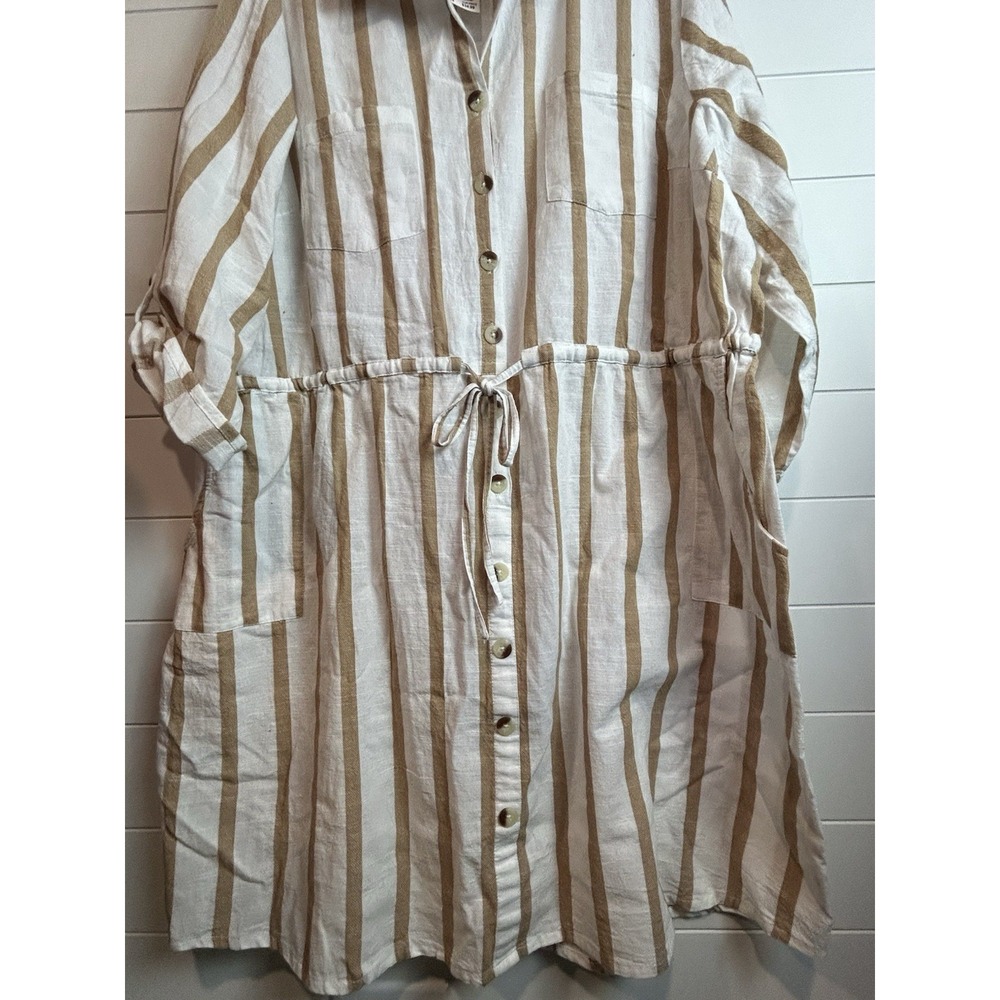 Cato Long Sleeve Shirt Dress Womens 26/28 White Beige Plus Size - Picture 4 of 10